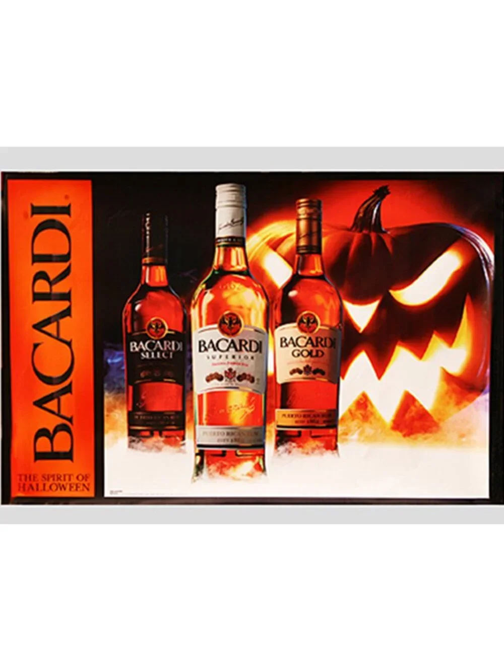 BACARDi Rum HALLOWEEN Vinyl Poster w/ Jack-O-Lantern - New - 24 x 36 Great Décor